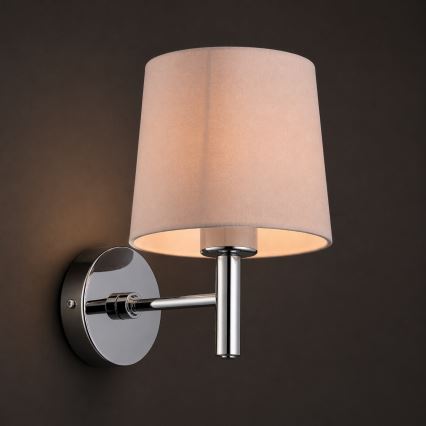 Brilagi - Væglampe MONTE 1xE27/15W/230V beige/poleret krom