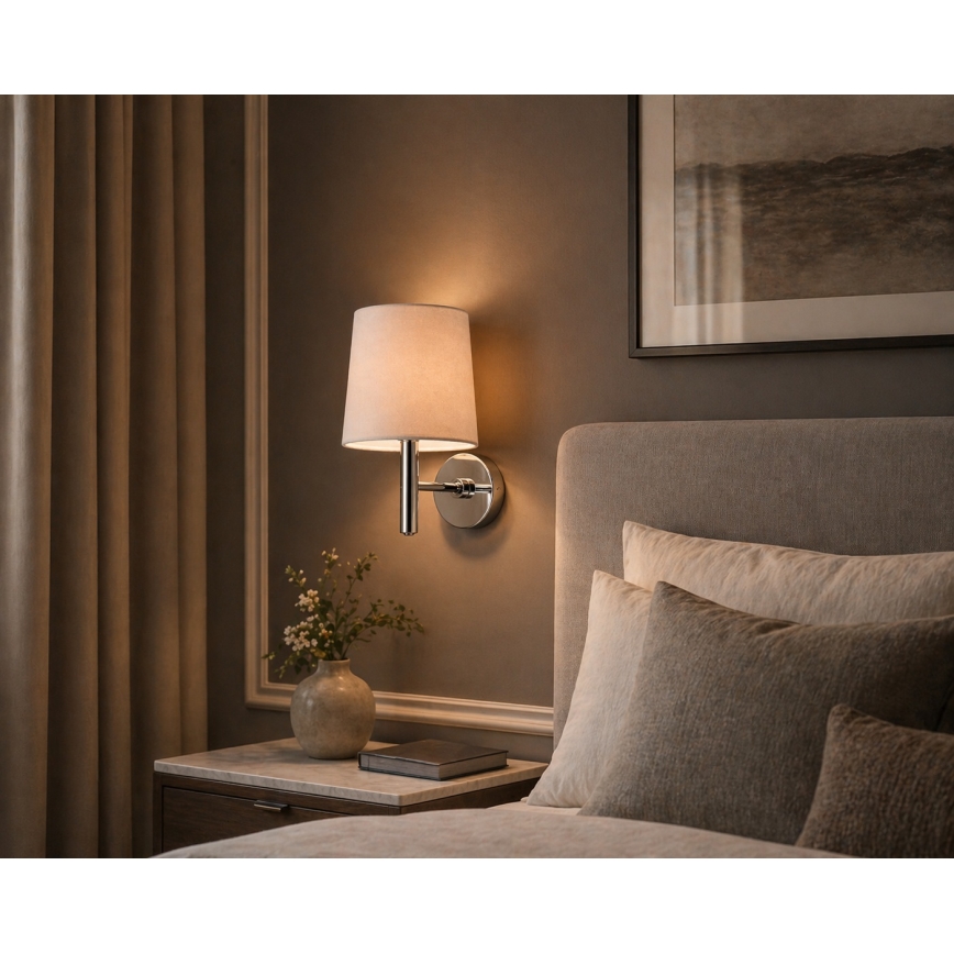 Brilagi - Væglampe MONTE 1xE27/60W/230V beige/poleret krom