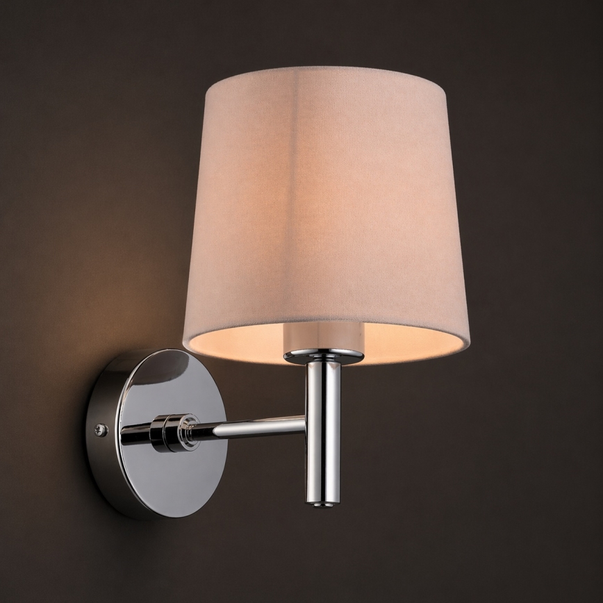 Brilagi - Væglampe MONTE 1xE27/60W/230V beige/poleret krom