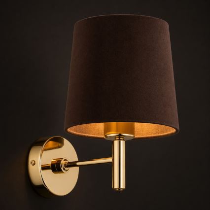 Brilagi - Væglampe MONTE 1xE27/60W/230V brun/guld