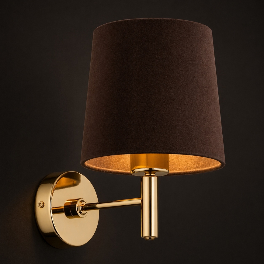 Brilagi - Væglampe MONTE 1xE27/60W/230V brun/guld