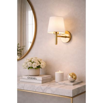 Brilagi - Væglampe MONTE 1xE27/60W/230V creme/guld