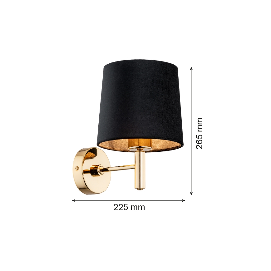 Brilagi - Væglampe MONTE 1xE27/60W/230V sort/guld