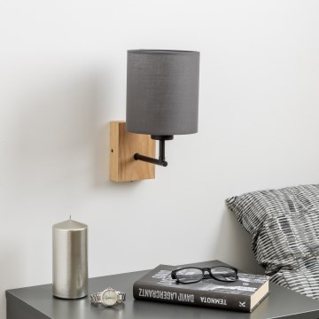 Brilagi - Væglampe NUBILA WOOD 1xE27/25W/230V eg/antracit