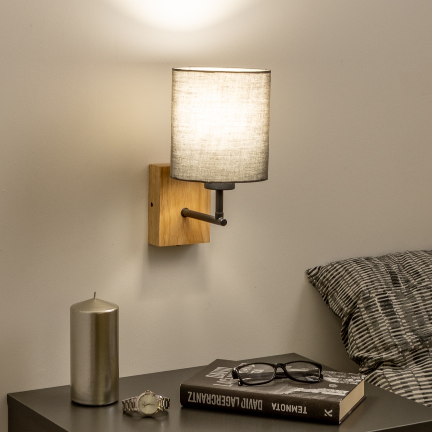 Brilagi - Væglampe NUBILA WOOD 1xE27/25W/230V eg/antracit