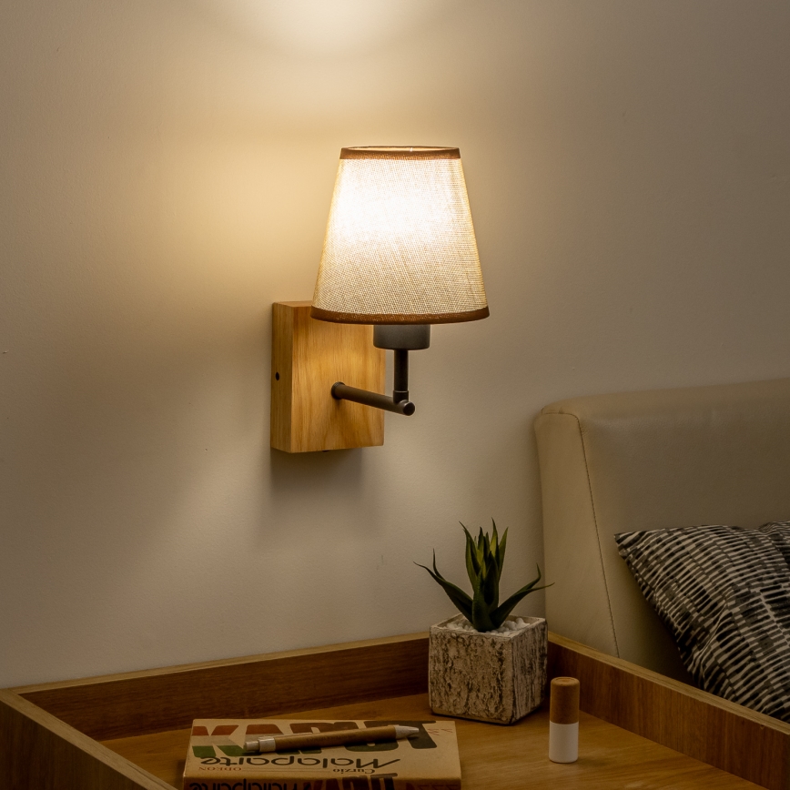 Brilagi - Væglampe NUBILA WOOD 1xE27/25W/230V eg/brun