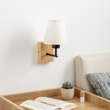 Brilagi - Væglampe NUBILA WOOD 1xE27/25W/230V eg/cremefarvet