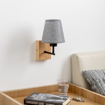 Brilagi - Væglampe NUBILA WOOD 1xE27/25W/230V eg/grå