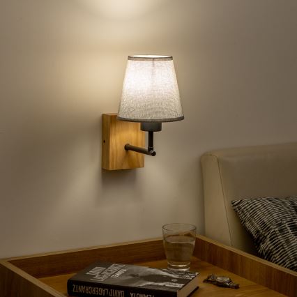 Brilagi - Væglampe NUBILA WOOD 1xE27/25W/230V eg/grå