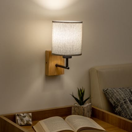 Brilagi - Væglampe NUBILA WOOD 1xE27/25W/230V eg/grå