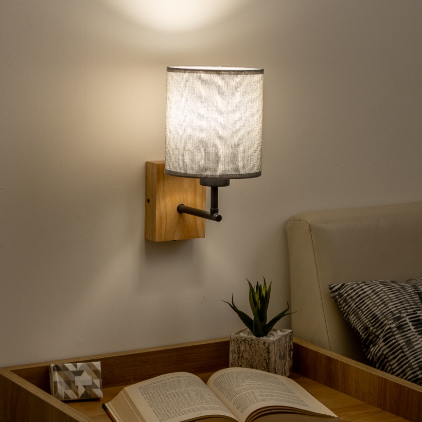 Brilagi - Væglampe NUBILA WOOD 1xE27/25W/230V eg/grå