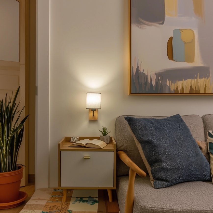 Brilagi - Væglampe NUBILA WOOD 1xE27/25W/230V eg/grå