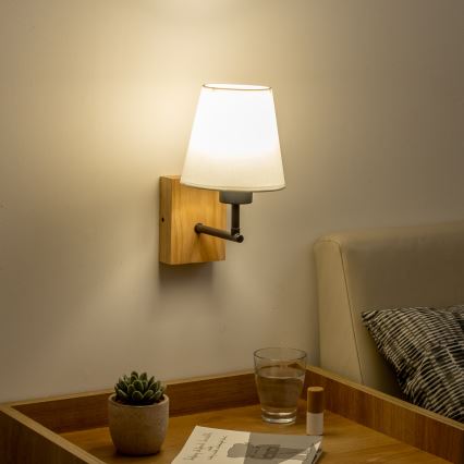 Brilagi - Væglampe NUBILA WOOD 1xE27/25W/230V eg/hvid