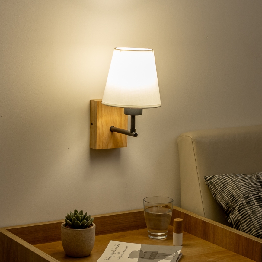 Brilagi - Væglampe NUBILA WOOD 1xE27/25W/230V eg/hvid