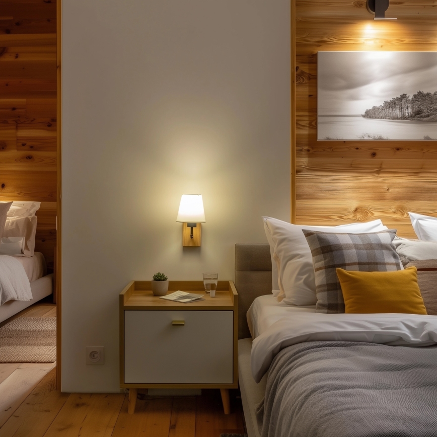 Brilagi - Væglampe NUBILA WOOD 1xE27/25W/230V eg/hvid