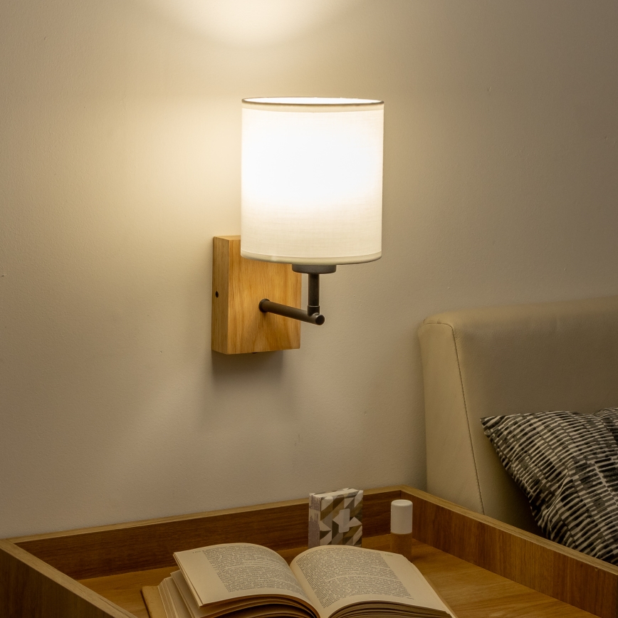 Brilagi - Væglampe NUBILA WOOD 1xE27/25W/230V eg/hvid