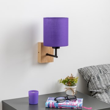 Brilagi - Væglampe NUBILA WOOD 1xE27/25W/230V eg/lilla