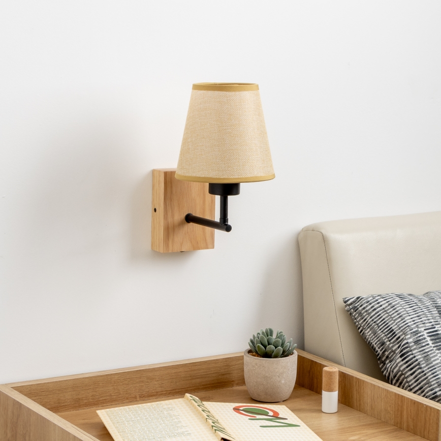 Brilagi - Væglampe NUBILA WOOD 1xE27/25W/230V eg/lysebrun