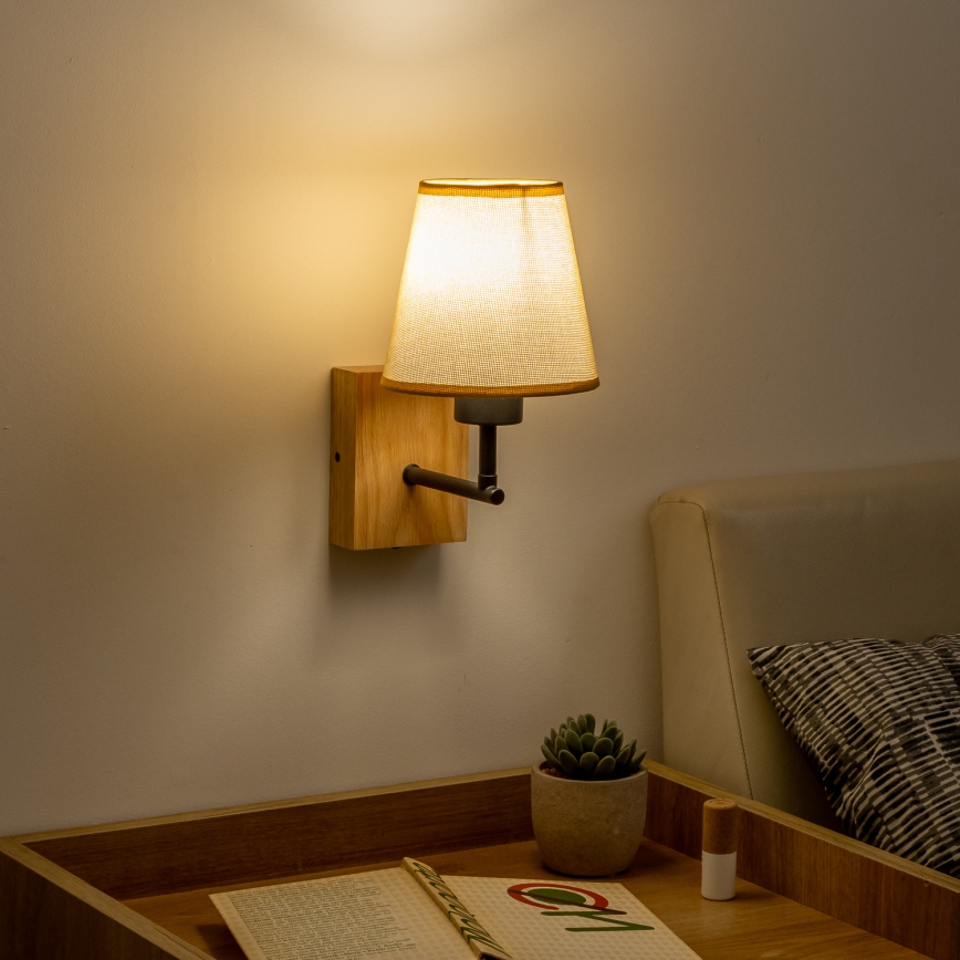 Brilagi - Væglampe NUBILA WOOD 1xE27/25W/230V eg/lysebrun