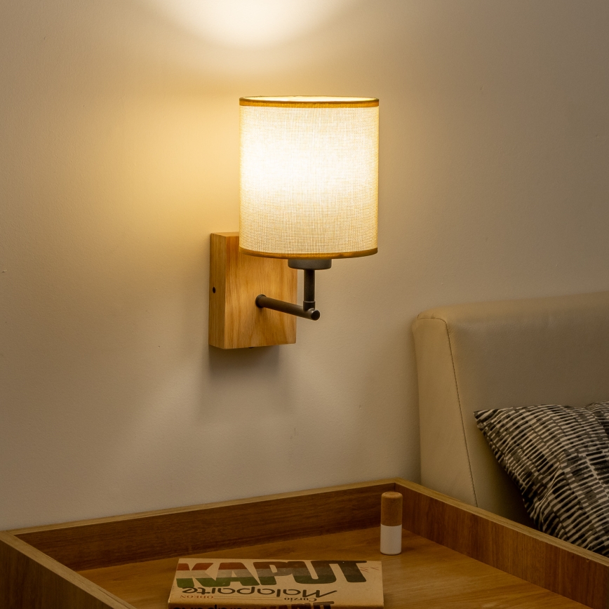 Brilagi - Væglampe NUBILA WOOD 1xE27/25W/230V eg/lysebrun