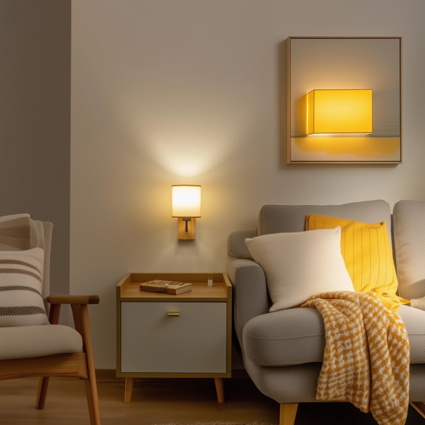 Brilagi - Væglampe NUBILA WOOD 1xE27/25W/230V eg/lysebrun