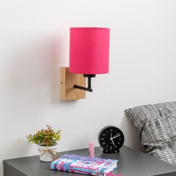 Brilagi - Væglampe NUBILA WOOD 1xE27/25W/230V eg/lyserød