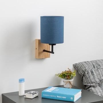 Brilagi - Væglampe NUBILA WOOD 1xE27/25W/230V eg/mørkeblå
