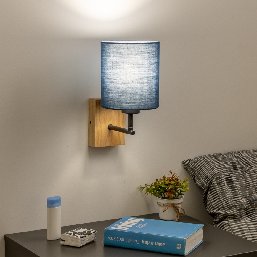 Brilagi - Væglampe NUBILA WOOD 1xE27/25W/230V eg/mørkeblå