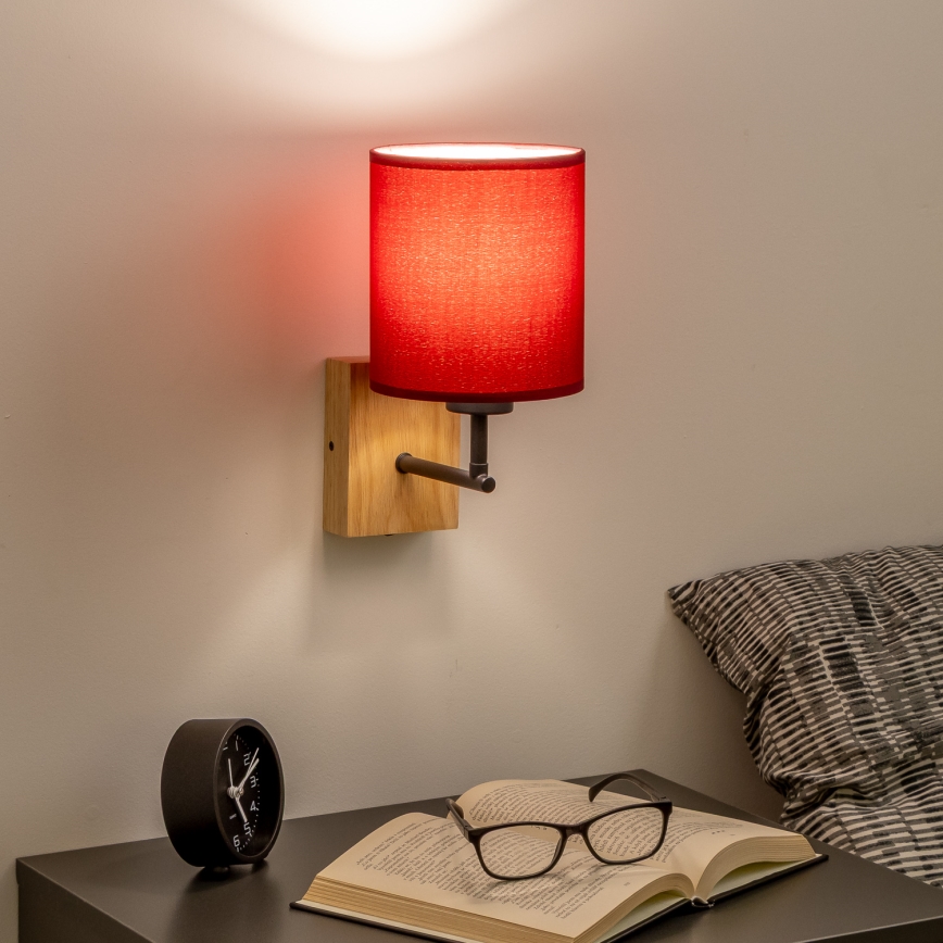 Brilagi - Væglampe NUBILA WOOD 1xE27/25W/230V eg/pompejansk rød