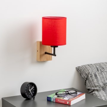 Brilagi - Væglampe NUBILA WOOD 1xE27/25W/230V eg/rød