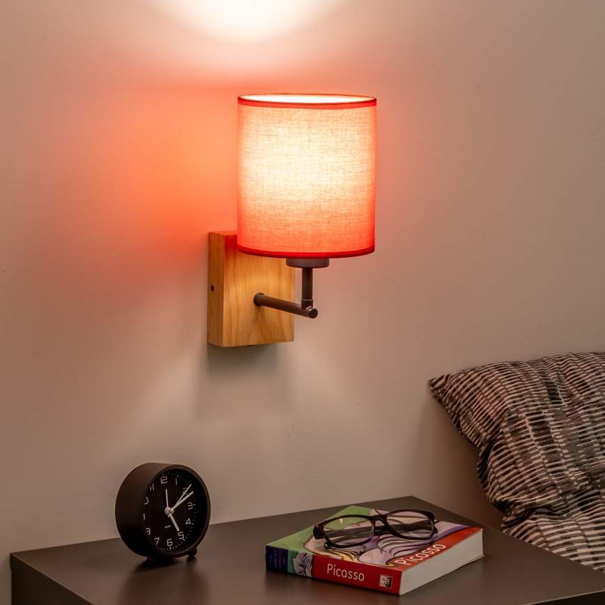 Brilagi - Væglampe NUBILA WOOD 1xE27/25W/230V eg/rød