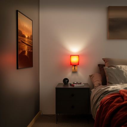 Brilagi - Væglampe NUBILA WOOD 1xE27/25W/230V eg/rød