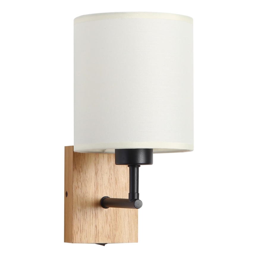 Brilagi - Væglampe NUBILA WOOD 1xE27/25W/230V eg/sort/cremefarvet