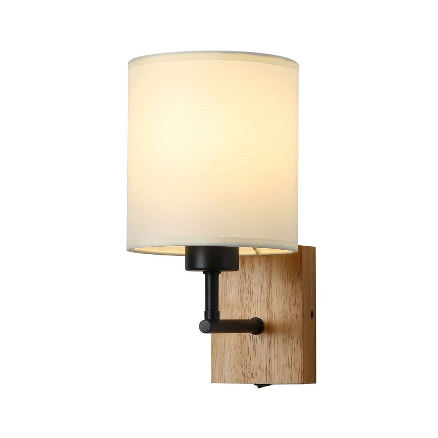 Brilagi - Væglampe NUBILA WOOD 1xE27/25W/230V eg/sort/cremefarvet