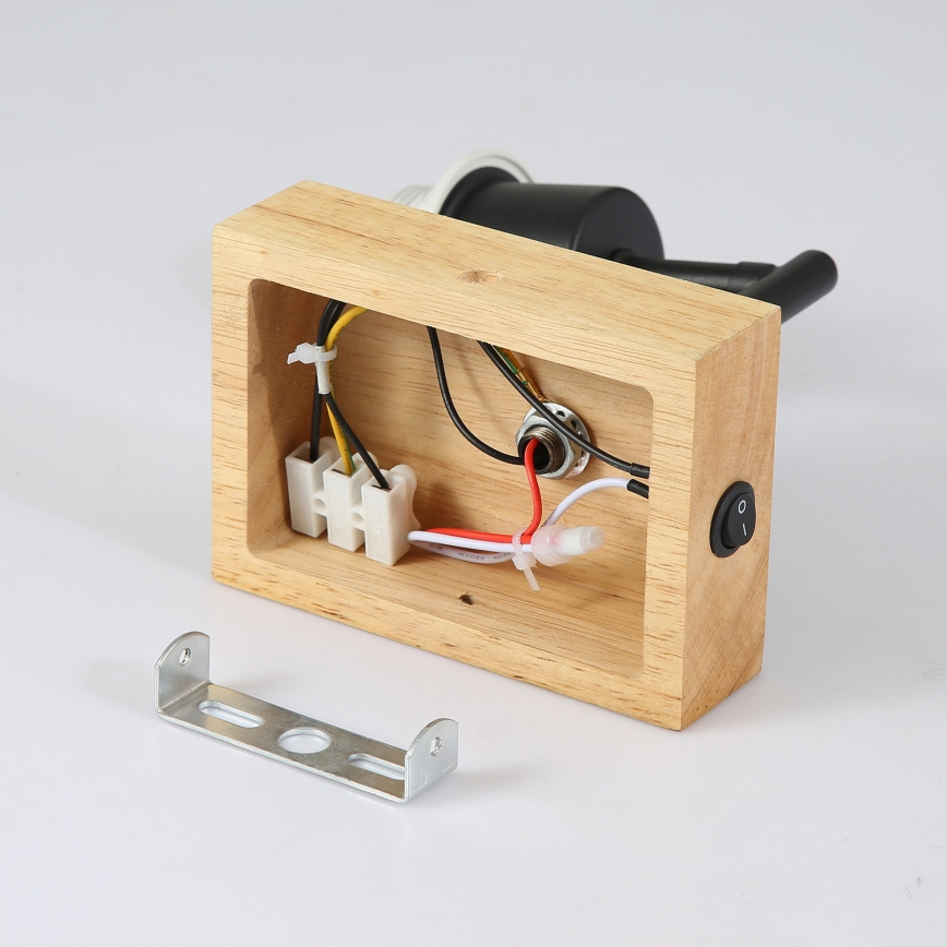 Brilagi - Væglampe NUBILA WOOD 1xE27/25W/230V eg/sort/cremefarvet