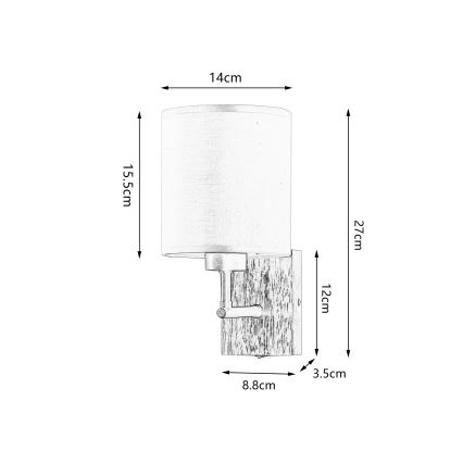 Brilagi - Væglampe NUBILA WOOD 1xE27/25W/230V eg/sort/cremefarvet