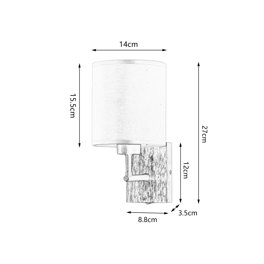 Brilagi - Væglampe NUBILA WOOD 1xE27/25W/230V eg/sort/cremefarvet