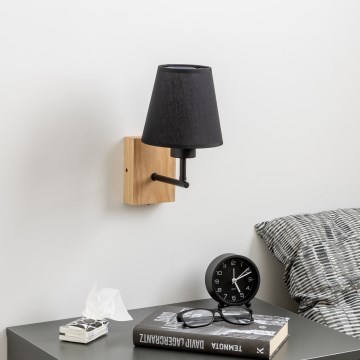 Brilagi - Væglampe NUBILA WOOD 1xE27/25W/230V eg/sort