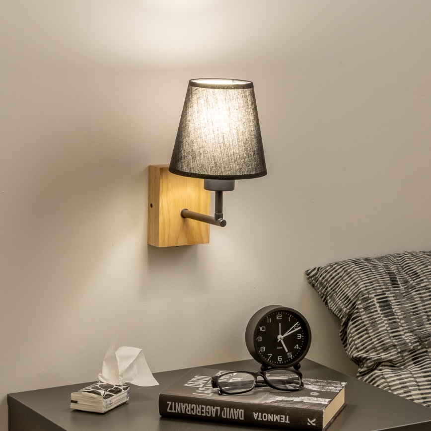 Brilagi - Væglampe NUBILA WOOD 1xE27/25W/230V eg/sort