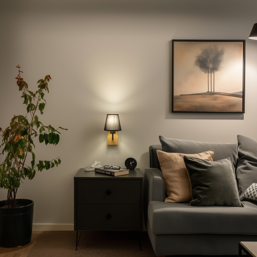 Brilagi - Væglampe NUBILA WOOD 1xE27/25W/230V eg/sort
