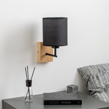 Brilagi - Væglampe NUBILA WOOD 1xE27/25W/230V eg/sort