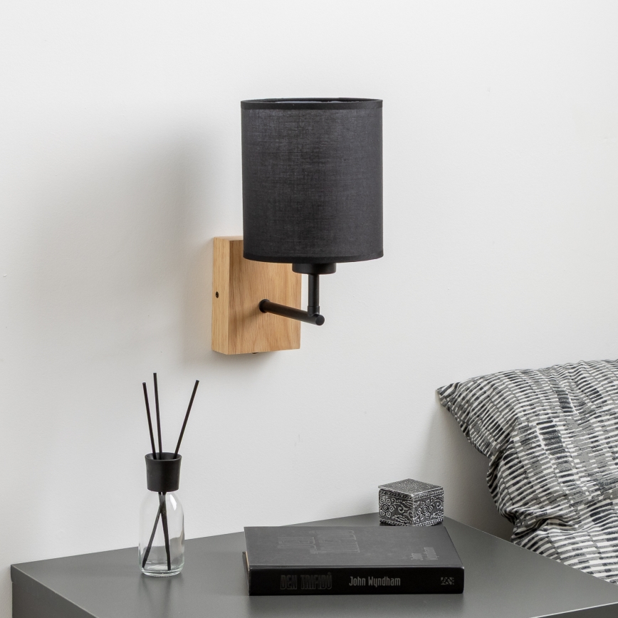 Brilagi - Væglampe NUBILA WOOD 1xE27/25W/230V eg/sort