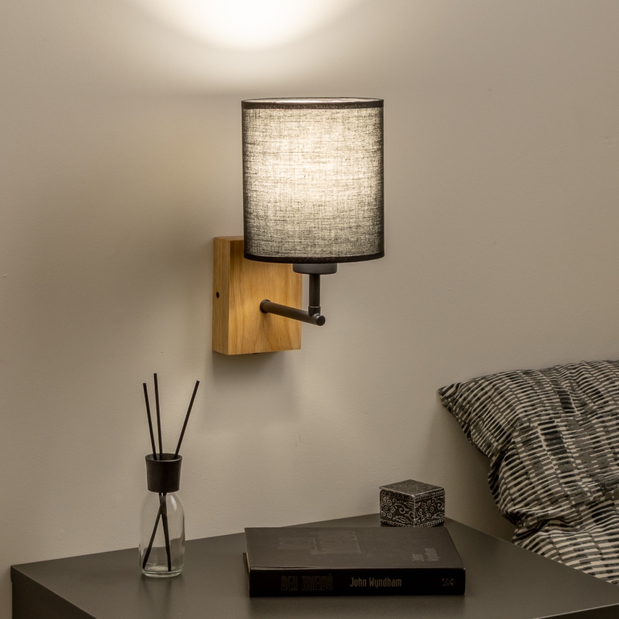 Brilagi - Væglampe NUBILA WOOD 1xE27/25W/230V eg/sort