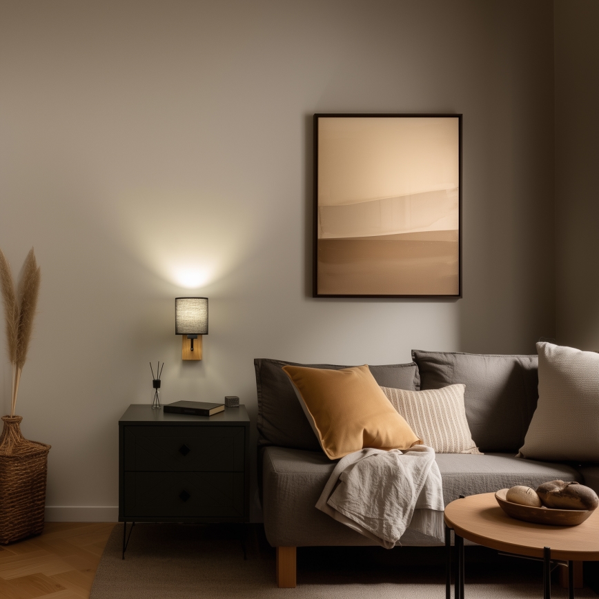 Brilagi - Væglampe NUBILA WOOD 1xE27/25W/230V eg/sort