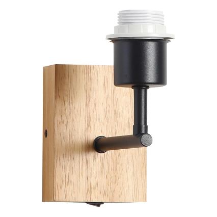 Brilagi - Væglampe NUBILA WOOD 1xE27/25W/230V egetræ/sort/lysegrå