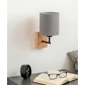 Brilagi - Væglampe NUBILA WOOD 1xE27/25W/230V egetræ/sort/lysegrå