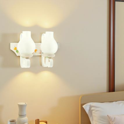 Brilagi - Væglampe QUEEN 2xE14/40W/230V bøg/creme