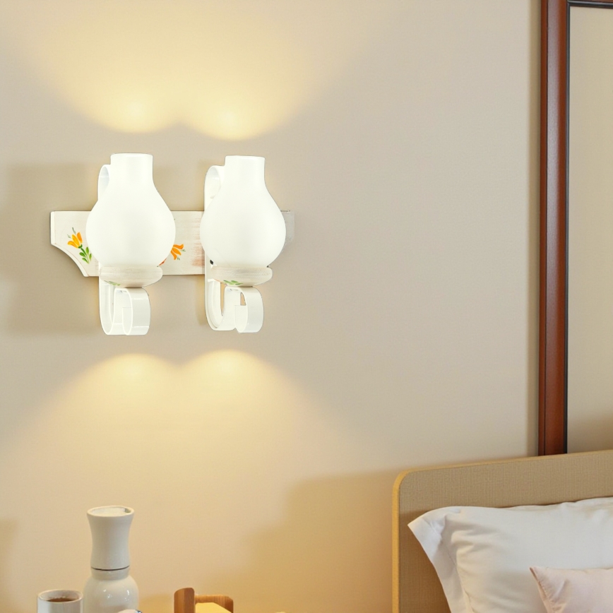 Brilagi - Væglampe QUEEN 2xE14/40W/230V bøg/creme