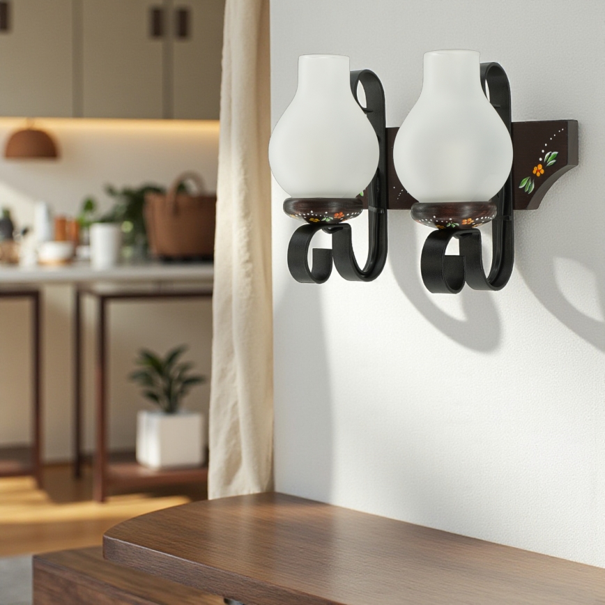 Brilagi - Væglampe QUEEN 2xE14/40W/230V bøg/wenge