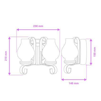 Brilagi - Væglampe ROATA APLICA 2xE14/40W/230V bøg